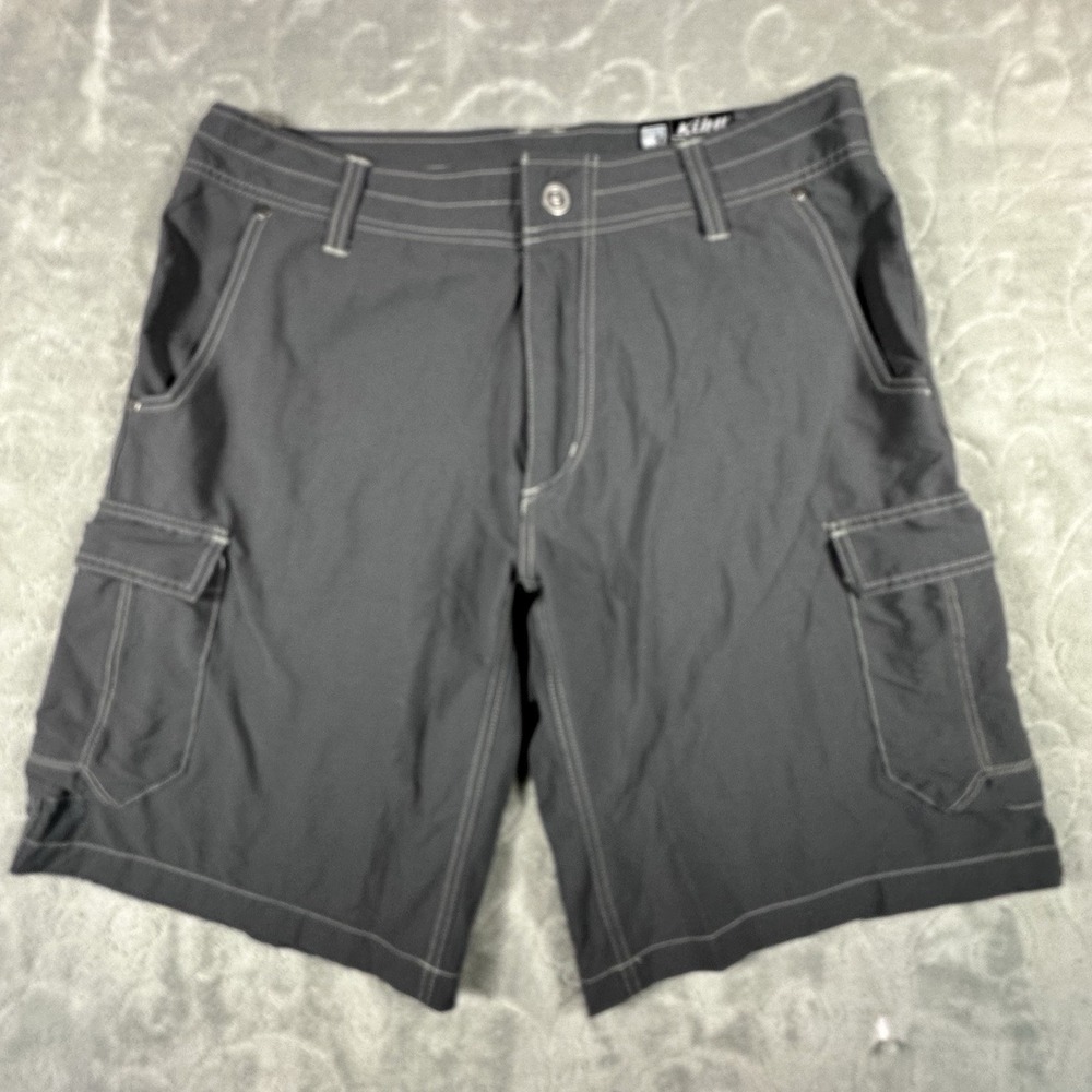 KÜHL Cargo Shorts Gray Hiking Utility Men's Size 34 Zip Pocket Outdoor Camping